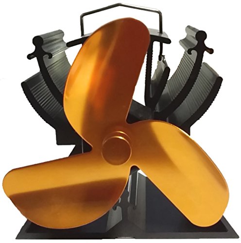 VODA 4.9 inches Mini Heat Powered Stove Fan for Small Space Wood/Log Burner/Fireplace - Eco Friendly(Gold)