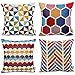 WOMHOPE 4 Pack Colorful Geometric Throw Pillow Covers Pillow Cases Cushion Cases Decorative Burlap Toss Throw Pillow Covers 18 x 18 Inch for Living Room,Couch and Bed (C (Set of 4))