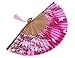 Meifan Chinese/Japanese Womens Multi Color Handmade Silk Folding Hand Fan (Rosy)