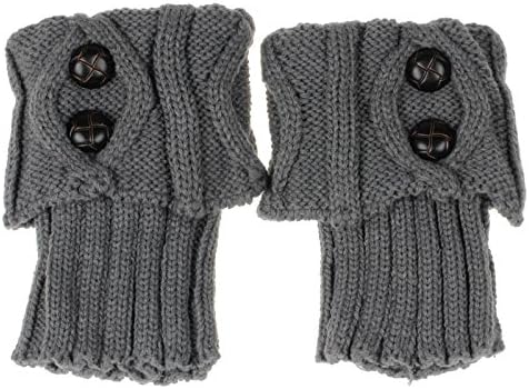 TAORE Women Winter Leg Warmer Button Down Crochet Knit Boot Socks Topper Cuff (D)