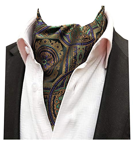 MOHSLEE Mens Party Floral 100% Silk Cravat Tie Woven Ascot Pocket Square 2Pcs Set