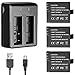Neewer 900mAh Rechargeable Action Camera Battery (3 Pieces) with USB Dual Charger for AKASO Lightdow Vtin Cymas DBPOWER APEMAN Vikeepro Canany Wimius Campark SOOCOO SJCAM SJ4000 SJ7000