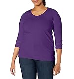 Just My Size Women's Plus Size Vneck Long Sleeve