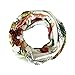 Qiabao Women's Floral Printed Chemo Cap Hat Slouchy Beanie (White/Red)