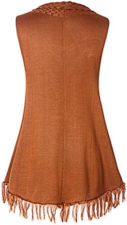 FADBBW Women Sleeveless Knit Cardigan Versatile Tops Tassel Waistcoat Vest