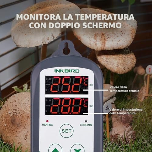 Inkbird ITC-308 220 V Digital Temperature Controller Thermostat Control with Heating and Cooling for Homebrew, Breeding, Greenhouse