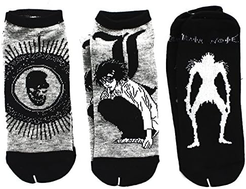 Anime Death Note Unisex 3 Pair Low Cut Socks Cosplay - One Size