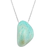 NJCRAFT Gemstone Handmade Tumble Pendant Necklace for Women |Natural Healing Crystal Jewellery| Chain 16+2 Inch Adjustable | Gift Jewelry