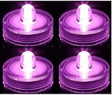 Bright Led Underwater Submersible Waterproof Floral Decoration Tea Light Candle for Wedding/party/ Xmas Decoration ( 10 pack Purple circle-shaped )