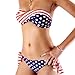 HDE Women's Two Piece Padded Twist Bandeau US American Flag Bikini USA Swimwear