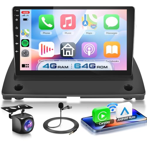 VECHTEL 4G+64G Car Radio Android 15 for Volvo XC90 2004-2013, 9 Inch HD Touch Screen with Carplay Android Auto Wireless GPS Wi-FI USB Bluetooth 5.0 FM RDS Radio Backup Camera