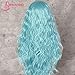 SAPPHIREWIGS Long Light Blue Color Natural Curly Wave Daily Makeup Heat Resistant Synthetic Lace Front Wedding Wedding Party Wigs