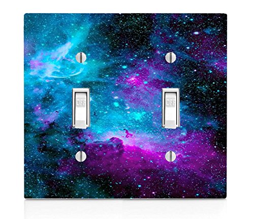 Nebula Galaxy Space Design Pattern Print Double Light Switch Plate