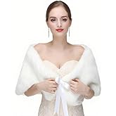 Bridal Faux Fur Shawl Wrap Cape Winter Wedding Warm Fur Scarf Collar Evening Party Shrug Cover Up for Women