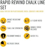 Roughneck Rapid Rewind Chalk Line Set 6:1 Gear Ratio 15kg Line Impact Case view 2