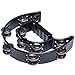 Foraineam 2 Pieces 9 Inch Half Moon Handheld Tambourine - Double Row 20 Pairs Jingles Musical Percussion - Black