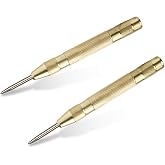 PAMISO 2 Pack Automatic Center Punch, Pamiso 5.1 Inch Spring Loaded Drill Punch Tool,Brass Window Spring Punch Tool, Fixed Point &amp; Car Window Glasses Break