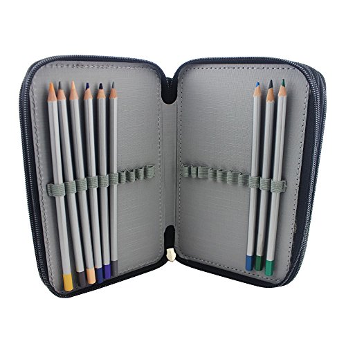 Huhuhero 72-Slot Cute Pencil Holder Organizer Pen Curtain Colored Pencils Pouch Stationary Box Portable Cosmetic Case Bag with Zipper for Girls Adults for Art School Office Travel - Thumbnail 5