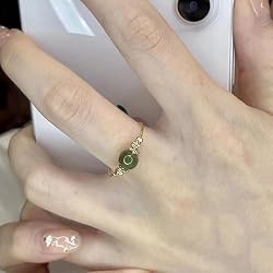 Natural Hetian Jade Ring Green Oval Jade Ring in