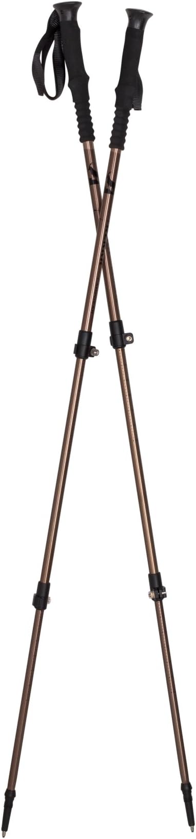 Two Trekker Gold Standard Hiking Poles Telescoping Collapsible Sticks for Backpacking Trekking Walking or Trail Hikes 1 Pair