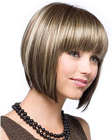 Lady Girl Short Bob Straight Hair Wigs, Thin Bang Full Hair Wig Party Cosplay Hair Wigs,Wigs Short for Black Women