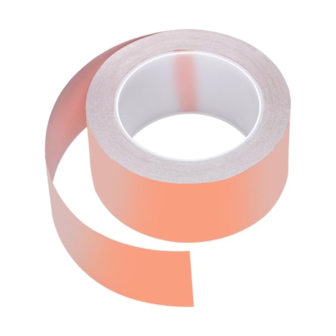 Kupferband, Qtiwe Kupferfolie Klebeband 25M x 50mm Kapton Tape Klebeband Selbstklebend Abschirmband Schneckenband Gegen Schne
