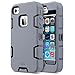 ULAK iPhone 4 Case,iPhone 4S Case, Knox Armor Shockproof Heavy Duty Combo Hybrid Defender High Impact Body Rugged Hard PC & Silicone Case Protective Cover for Apple iPhone 4 4S (Grey+Black)