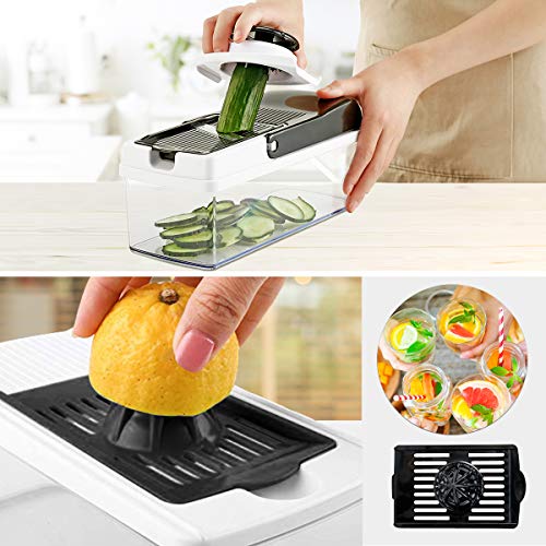 Vegetable Chopper, TATUFY 10 in 1 Mandoline Slicer Food Chopper Cuber Cutter Onion Dicer, Veggie Slicer Manual for Garlic, Cabbage, Carrot, Potato, Tomato, Fruit, Salad