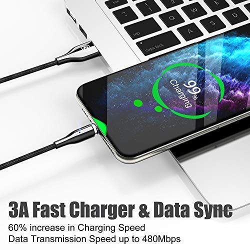 Magnetic 1Phone Charging Cable, CAFELE [4ft 2-Pack] 3A Magnetic Fast Charger Lead, Zinc Alloy Data Sync Cord with LED Light for 1Phone 11 Xs Max X XR 8 7 6s 6 Plus SE 5 5s 5c, 1Pad, Pod