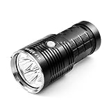 ThorFire Powerful Flashlight 5000 Lumen, BLF Q8 Professional Searchlight, 4 XPL Led Light, UI Configurable, Use 4 Button Top 18650 Battery (Not Included)