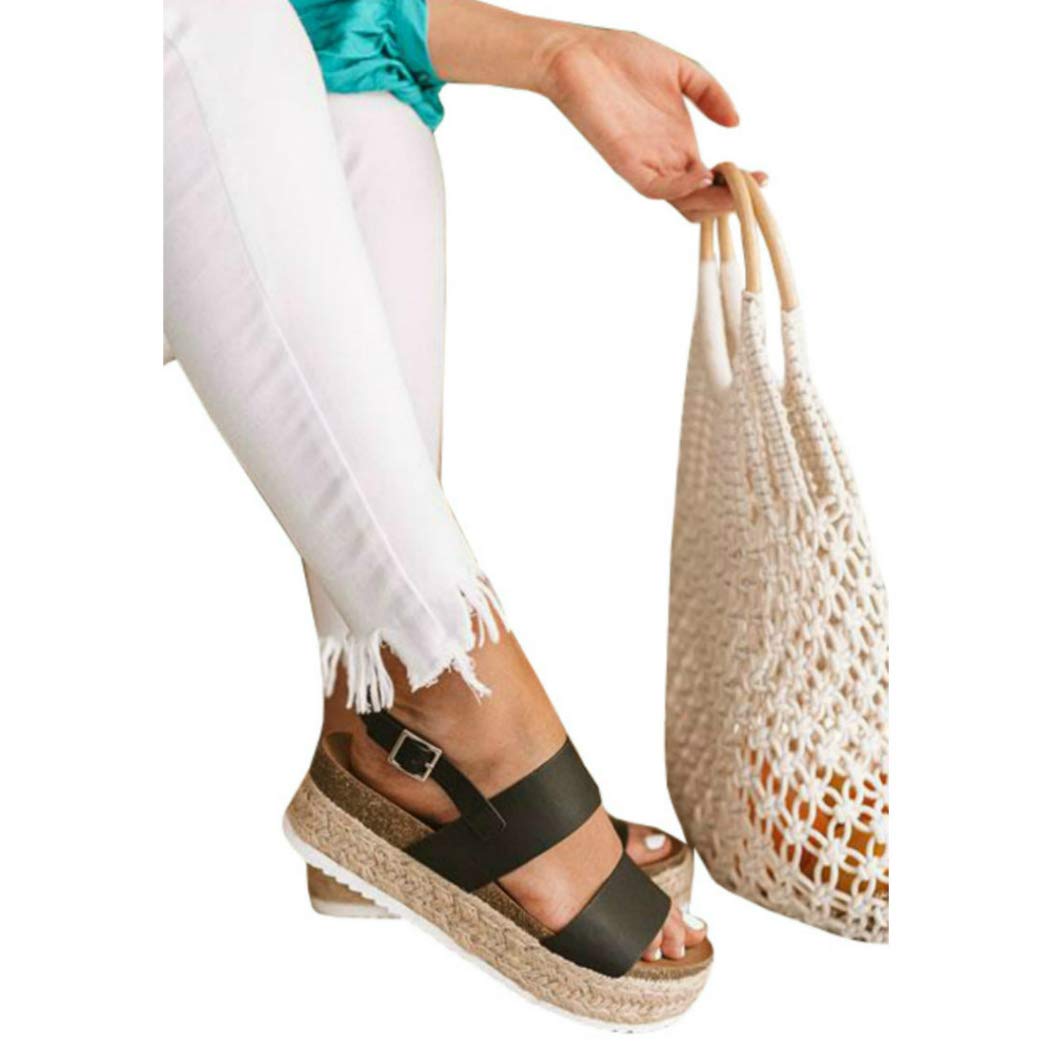 LAICIGO Women's Single Band Espadrilles Platform Sandal with Ankle Strap