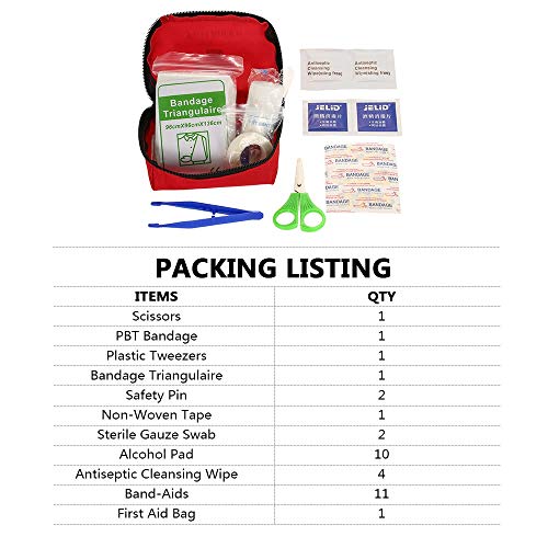 Multifunction 35Pcs First Aid Kit Outdoor Emergency Kit Bag Small First Aid Portable Travel Bag Medical Essentials Perfect for Home Camping Office Hiking Large Capacity (Color : Red, Size : M)