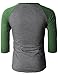H2H Men's Casual Henley Raglan Baseball Jersey Knit T-Shirt with Blocked Sleeve and Front Placket Combos DARKGREEN US L/Asia XL (CMTTS0174)
