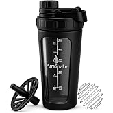 Paddi Glass Protein Shaker Bottle - Odorless, BPA Free, Leak-Proof - 24 OZ | Graduated / Durable Borosilicate Glass / Ideal for Protein Shakes and Smoothies / Pack of 1