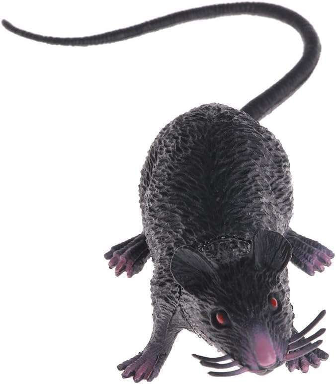 Black Plastic Halloween Rat - Realistic Fake Mouse Toy for Party Decorations, Creepy Prank Props, Spooky April Fool's Day Trick, Lifelike Mice Figures for Halloween Party and Haunted House Decor