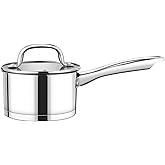 P&P CHEF 1 Quart Saucepan with Lid Set, Stainless Steel Small Cooking Pot Induction Sauce Pan for Pasta Soup, Ergonomic Handle & Tri-ply Base, Dishwasher Safe, 1 Pan