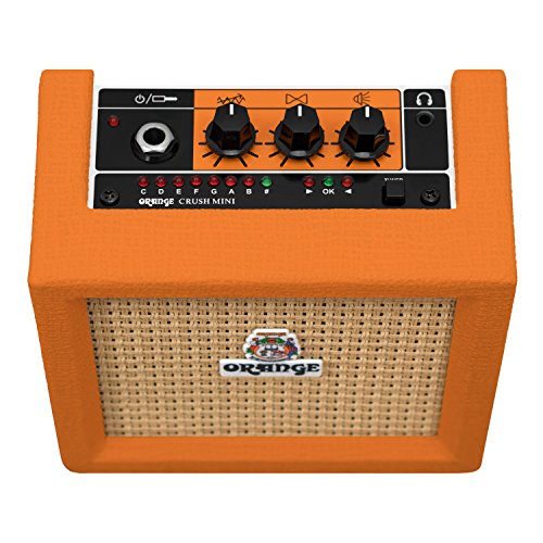 Orange Crush Mini Guitar Combo Amplifier Bundle with Instrument Cable, Pick Sampler, and Austin Bazaar Polishing Cloth
