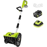 SnapFresh 20V Snow Shovel Cordless,12” Electric Snow Thrower kit,Adjustable Handle, Directional Plate, Handheld Battery Power