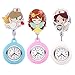 Top Plaza Girls' Kid's Cute Lovely Cartoon Angel Silicone Nurse Clip-on Fob Brooch Hanging Easy Pull Clasp Stretch Analog Quartz Pocket Watches,Set of 3