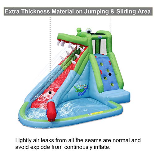 ACTION AIR Inflatable Waterslide Crocodile Bounce House With Blower 