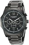 Akribos XXIV Men's Black Multi-Function Dodecagon Bezel with Black Dial on Black Stainless Steel Bracelet Watch AK940BK