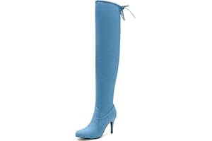 LIURUIJIA Women's Pointed Toe Over The Knee Thigh High Boots Stiletto High Heel Long Stretch Pull On Sexy Fall Boots