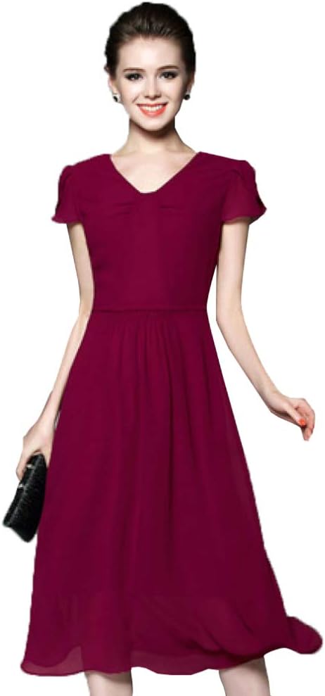 wine red chiffon dress