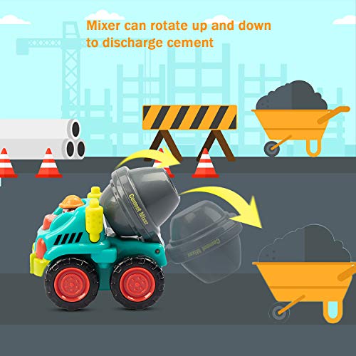 SAOCOOL Toy Cars for Toddlers, 6 PCS Set Pocket Construction Vehicles Trucks Toy Push Pull Toy Car for 1-3 Years Old Boys and Girls
