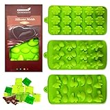 Silicone Chocolate Candy Molds, 3-Pack Set, Non-Stick Candy & Ice Cube Molds, Choice of Three Colors, Chocolate, Purple or Green, 3 Designs Per Pack, Animals, Swirls & Flowers