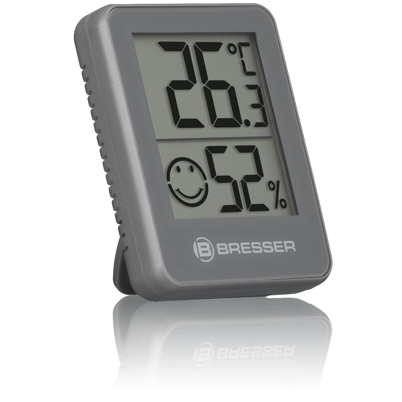 Bresser 6er Set Thermometer Hygrometer - Digitales Raumthermometer für Kontrolle Innenraum Luftfeuchtigkeit, Kühlschrankgeeignet, Wandmontage und Magnet, Schimmelvorbeugung - Indikator Smiley, Grau 4