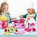 Play Food and Dishes Set- With Adorable Cutting Play Fruits - Play Dishes - Pots and Pans - Play Kitchen Utensils - Mini Stove Top (lights & sounds) in a Beautiful Storage Box - Best Gift For Toddlers
