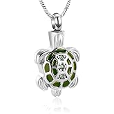 Yinplsmemory Cremation Jewelry for Ashes Turtle Urn Necklace for Ashes Keepsake Holder Memorial Jewelry for Women/Men