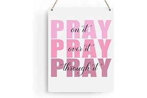 BELLOWDEER Pink Wall Decor Bible Verse Wall Art Christian Gifts for Women Room Decor for Women Girls Room Decoration Office Wall Decoration for Woman Bedroom Decor for Teen Girls Inspirational Decoration Pray Over It Wall Art