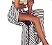 Bestyou▒ Women's Printed Side Slit Sheer Chiffon Maxi Skirt Beach Cover Ups (Stripe) Black, Free Size